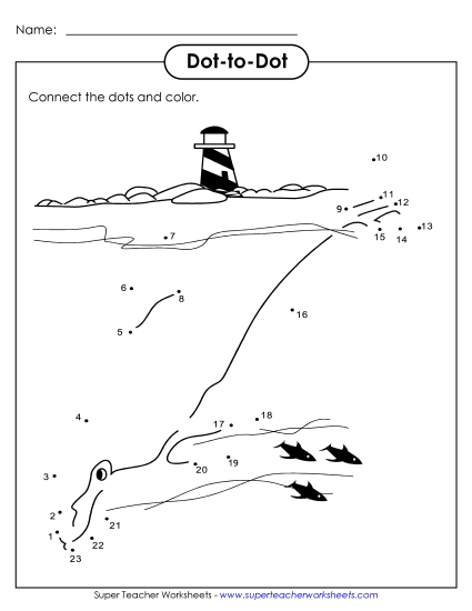 Basic Counting - Counting to 23: Whale (Printable PDF Worksheet)