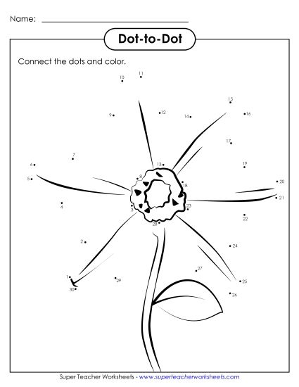 Basic Counting - Counting to 30: Flower (Printable PDF Worksheet)