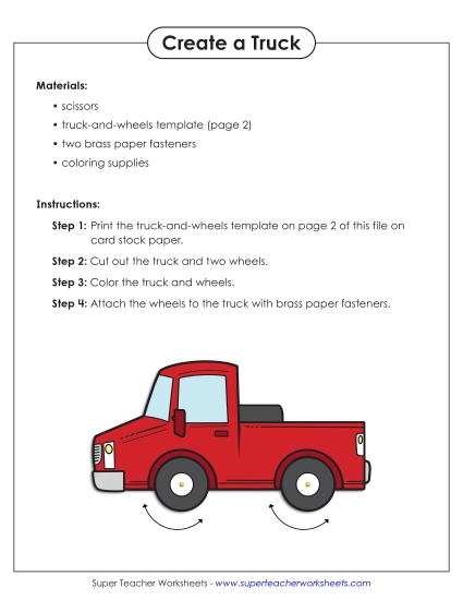 Create a Truck (Printable PDF Worksheet)