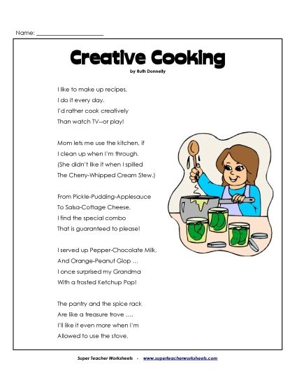 Creative Cooking Activity (Printable PDF Worksheet)