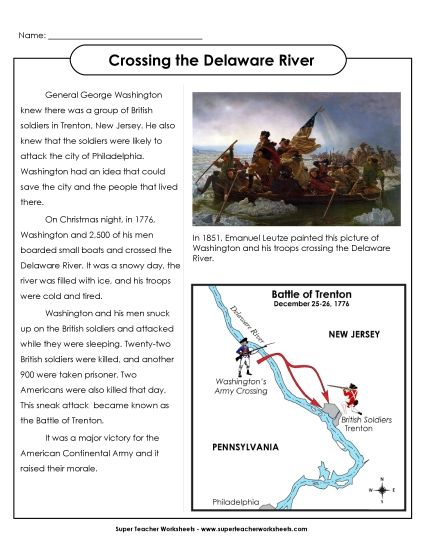 Worksheets and Activities - Crossing the Delaware (Printable PDF Worksheet)