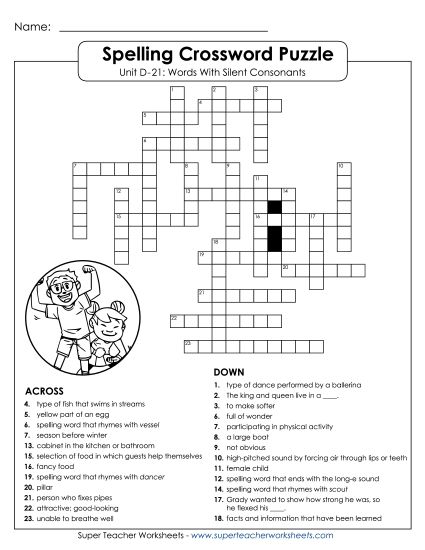 Worksheets - Crossword (D-21) (Printable PDF Worksheet)
