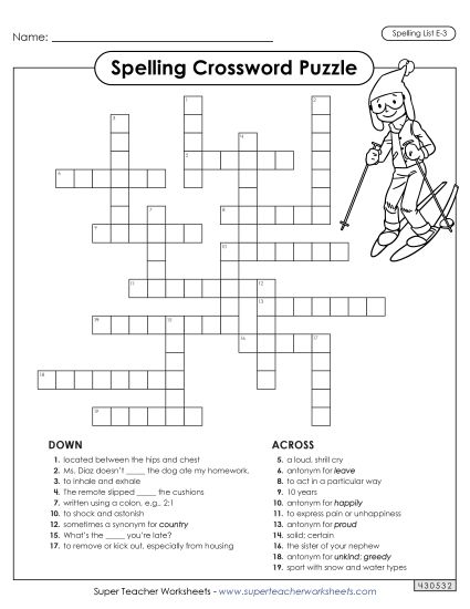 Worksheets and Puzzles - Crossword (E-3) (Printable PDF Worksheet)