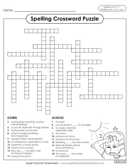 Worksheets and Puzzles - Crossword (F-17) (Printable PDF Worksheet)