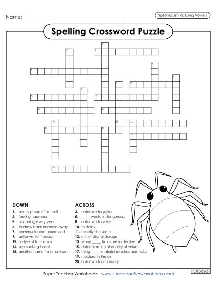 Worksheets and Puzzles - Crossword (F-2) (Printable PDF Worksheet)