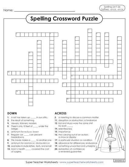 Worksheets and Puzzles - Crossword (F-26) (Printable PDF Worksheet)