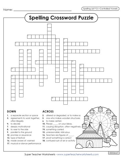 Worksheets and Puzzles - Crossword (F-3)  (Printable PDF Worksheet)
