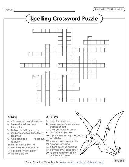 Worksheets and Puzzles - Crossword (F-4) (Printable PDF Worksheet)