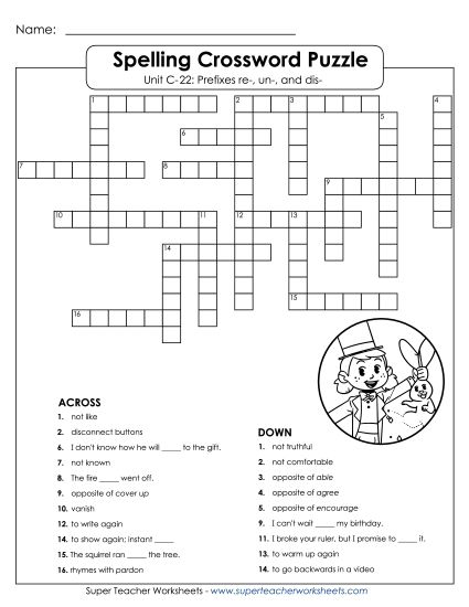 Worksheets - Crossword Puzzle (C-22) (Printable PDF Worksheet)