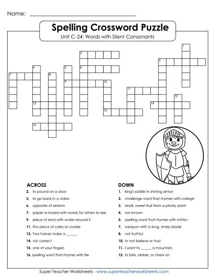 Worksheets - Crossword Puzzle (C-24) (Printable PDF Worksheet)