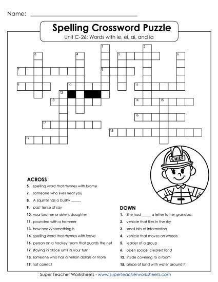 Worksheets - Crossword Puzzle (C-26) (Printable PDF Worksheet)