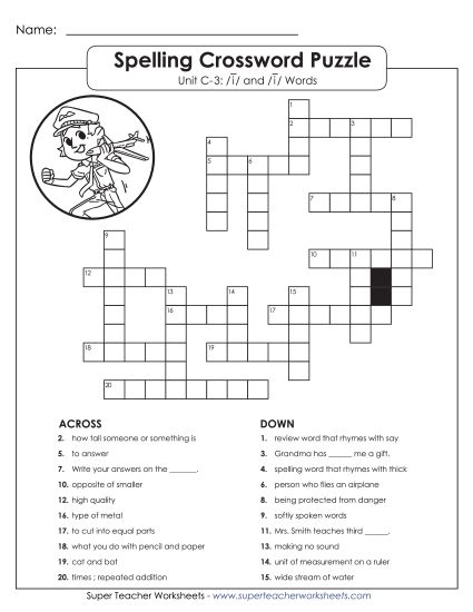 Worksheets - Crossword Puzzle (C-3) (Printable PDF Worksheet)