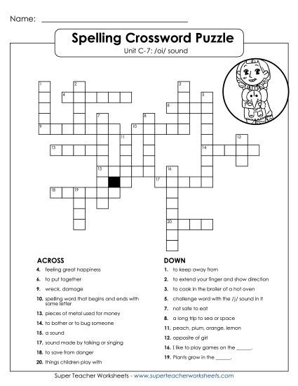 Worksheets - Crossword Puzzle (C-7) (Printable PDF Worksheet)