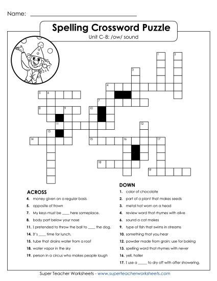 Worksheets - Crossword Puzzle (C-8) (Printable PDF Worksheet)