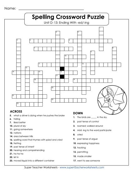 Worksheets - Crossword Puzzle (D-13) (Printable PDF Worksheet)