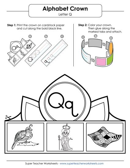 Craft - Crown: Letter Q (Printable PDF Worksheet)