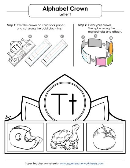 Craft - Crown: Letter T (Printable PDF Worksheet)