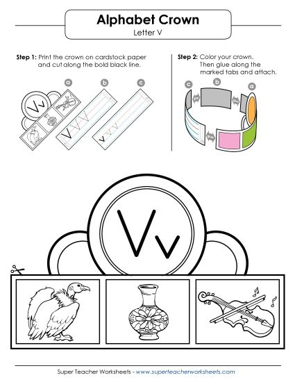 Craft - Crown: Letter V (Printable PDF Worksheet)