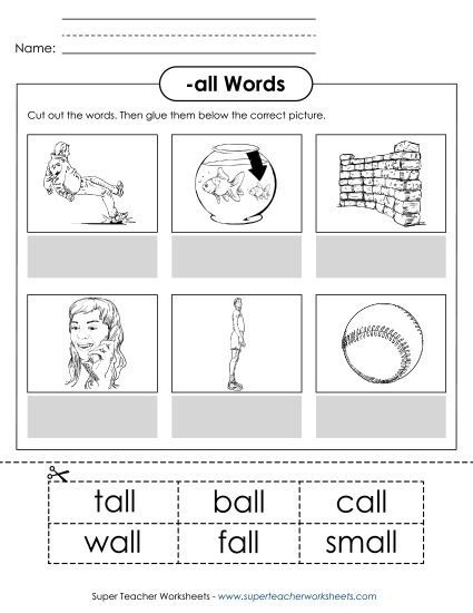 Worksheets - Cut and Glue (-all) (Printable PDF Worksheet)