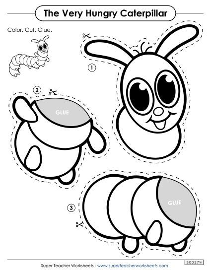 Cut-and-Glue Activities - Cut-and-Glue Caterpillar (Printable PDF Worksheet)