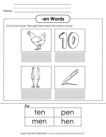 Worksheets - Cut and Glue (-en) (Printable PDF Worksheet)