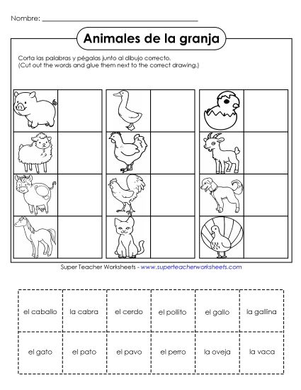 Farm Animals  - Cut-and-Glue: Farm Animals (Printable PDF Worksheet)