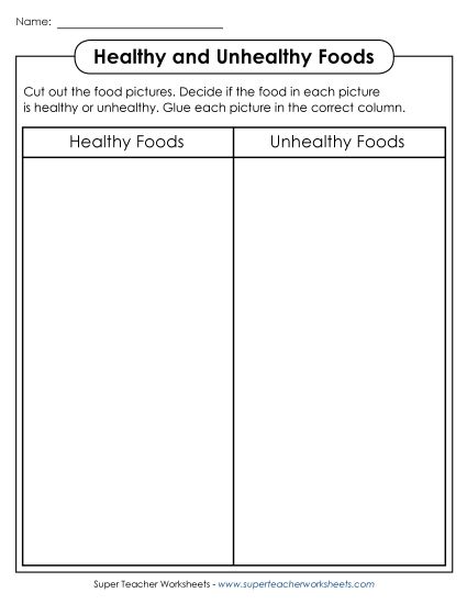 Healthy vs. Unhealthy - Cut-and-Glue: Healthy vs. Unhealthy (Printable PDF Worksheet)