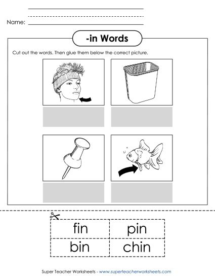 Worksheets - Cut and Glue (-in) (Printable PDF Worksheet)