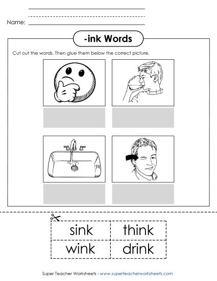 Worksheets - Cut and Glue (-ink) (Printable PDF Worksheet)