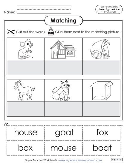 Activities - Cut and Glue Matching (Printable PDF Worksheet)