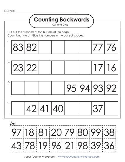 Cut-and-Glue: Reverse Counting (Printable PDF Worksheet)