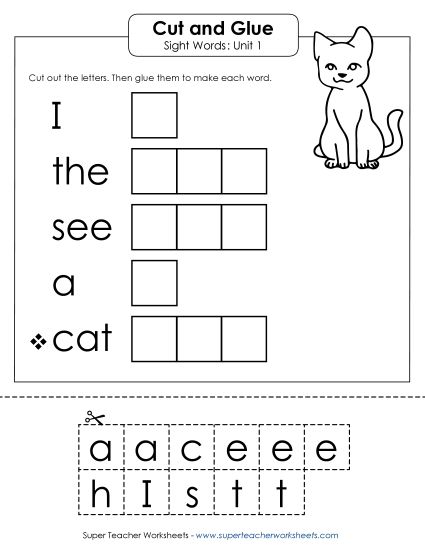Worksheets - Cut-and-Glue (Unit 1) (Printable PDF Worksheet)