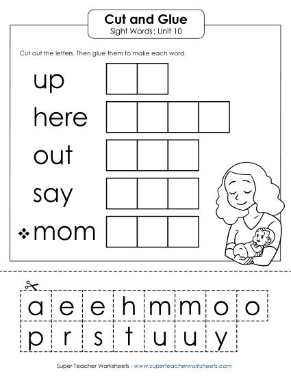 Worksheets - Cut-and-Glue (Unit 10) (Printable PDF Worksheet)