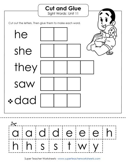 Worksheets - Cut-and-Glue (Unit 11) (Printable PDF Worksheet)