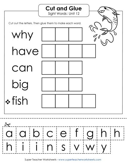 Worksheets - Cut-and-Glue (Unit 12) (Printable PDF Worksheet)