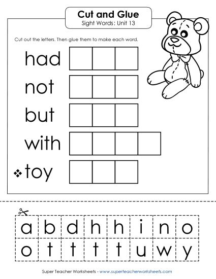 Worksheets - Cut-and-Glue (Unit 13) (Printable PDF Worksheet)