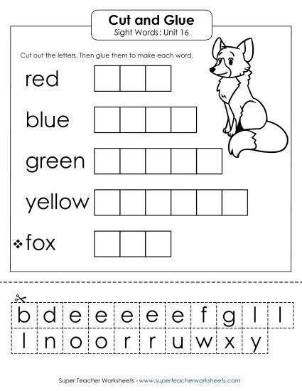 Worksheets - Cut-and-Glue (Unit 16) (Printable PDF Worksheet)