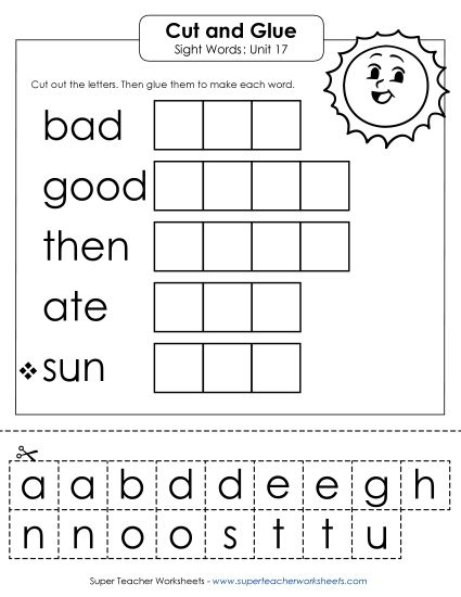 Worksheets - Cut-and-Glue (Unit 17) (Printable PDF Worksheet)