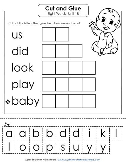 Worksheets - Cut-and-Glue (Unit 18) (Printable PDF Worksheet)
