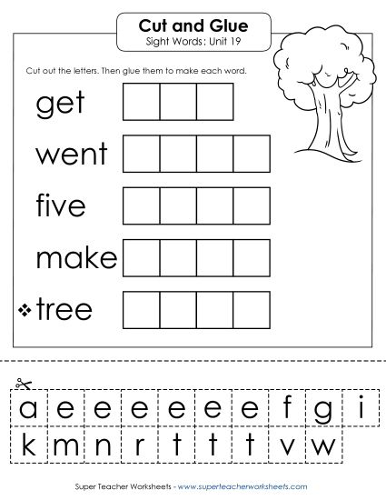 Worksheets - Cut-and-Glue (Unit 19) (Printable PDF Worksheet)