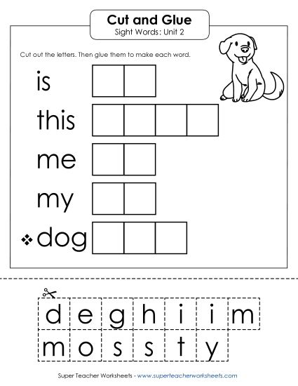 Worksheets - Cut-and-Glue (Unit 2) (Printable PDF Worksheet)