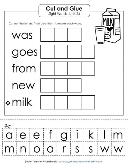 Worksheets - Cut-and-Glue (Unit 24) (Printable PDF Worksheet)