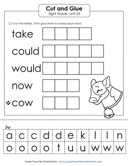 Worksheets - Cut-and-Glue (Unit 25) (Printable PDF Worksheet)