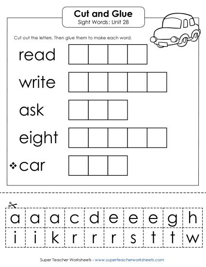 Worksheets - Cut-and-Glue (Unit 28) (Printable PDF Worksheet)