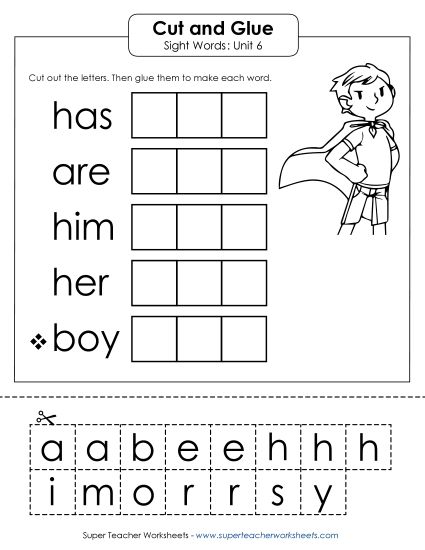 Worksheets - Cut-and-Glue (Unit 6) (Printable PDF Worksheet)