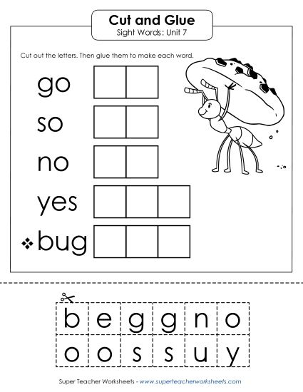 Worksheets - Cut-and-Glue (Unit 7) (Printable PDF Worksheet)