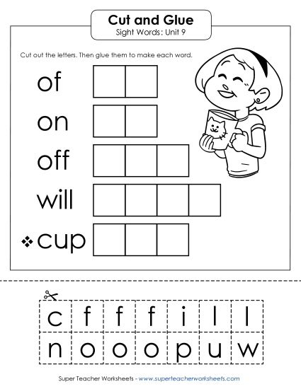 Worksheets - Cut-and-Glue (Unit 9) (Printable PDF Worksheet)