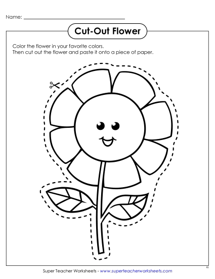 Cut Out Pictures (Large; Easier) - Cut-Out Flower (Printable PDF Worksheet)