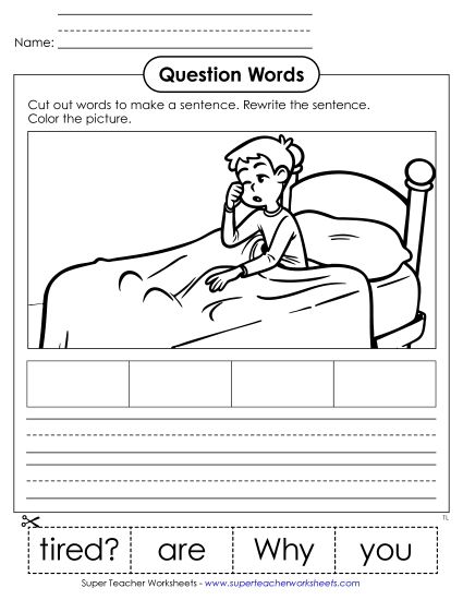 Cut & Glue Activities - Cut-Out Sentence: Why (Printable PDF Worksheet)