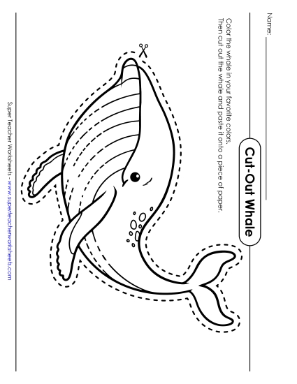 Cut Out Pictures (Large; Easier) - Cut-Out Whale (Printable PDF Worksheet)
